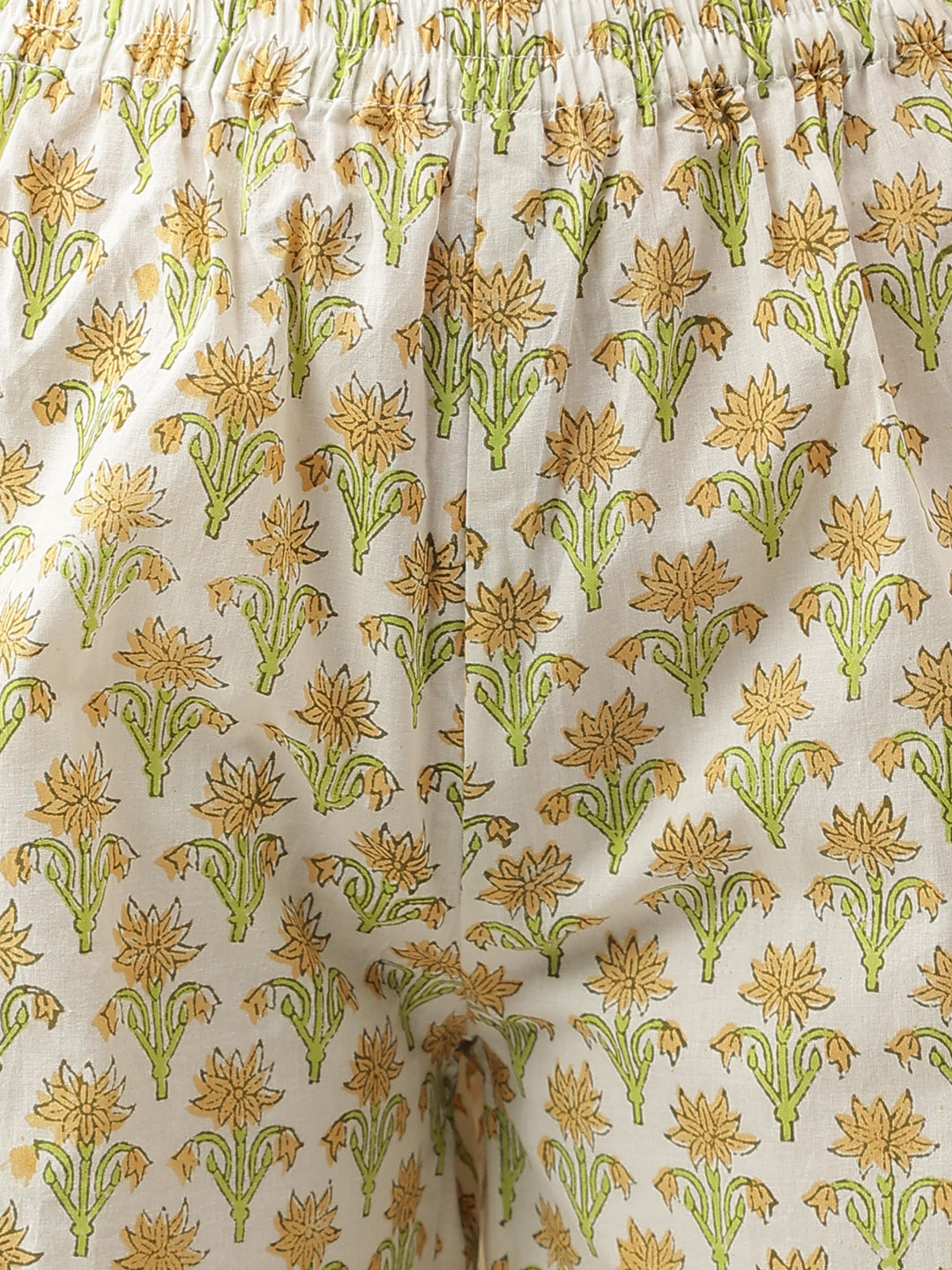 Divena Green Floral Printed Cotton Straight Short Kurta, trousers with Dupatta Set