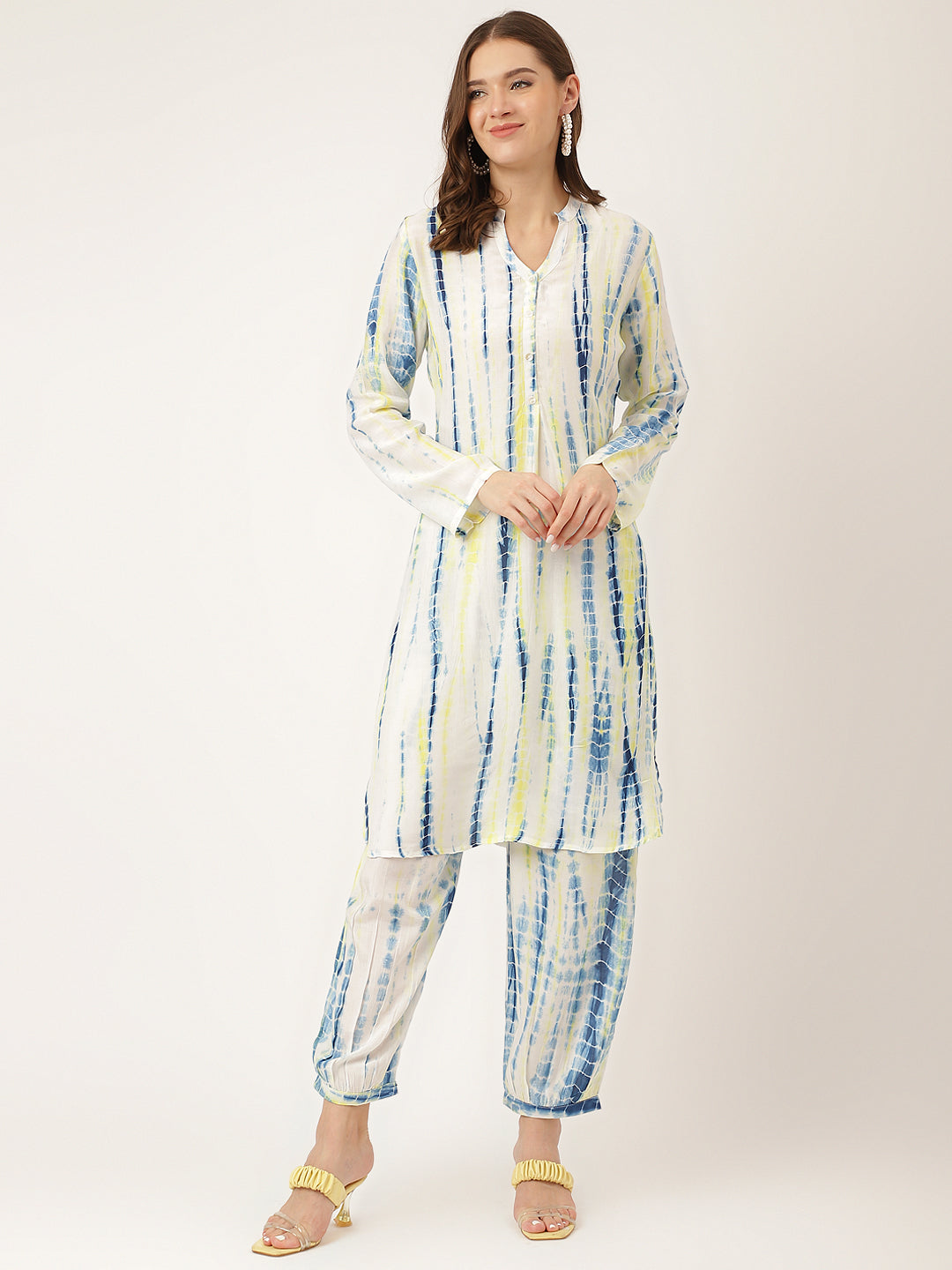 Light Blue Tie Dye Muslin Co Ord Set — view 1