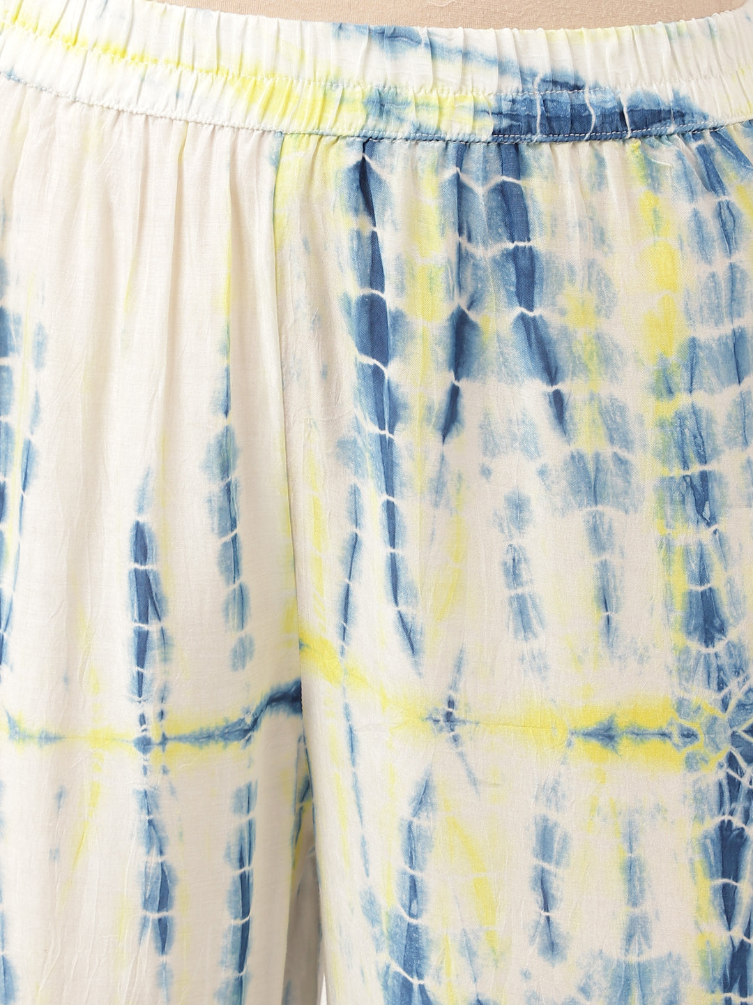 Divena Yellow Blue Tie Dye Muslin Co Ord Set