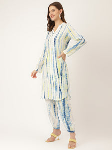 Divena Yellow Blue Tie Dye Muslin Co Ord Set