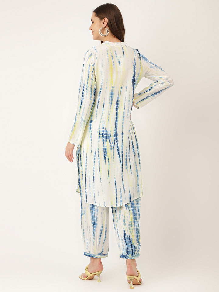 Divena Yellow Blue Tie Dye Muslin Co Ord Set