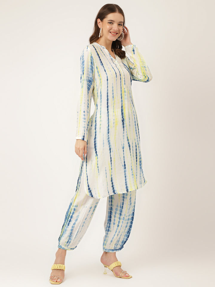 Divena Yellow Blue Tie Dye Muslin Co Ord Set