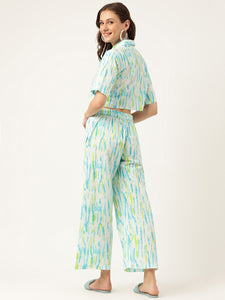 Divena Women Tie And Dye Pure Cotton Shirt With Trousers