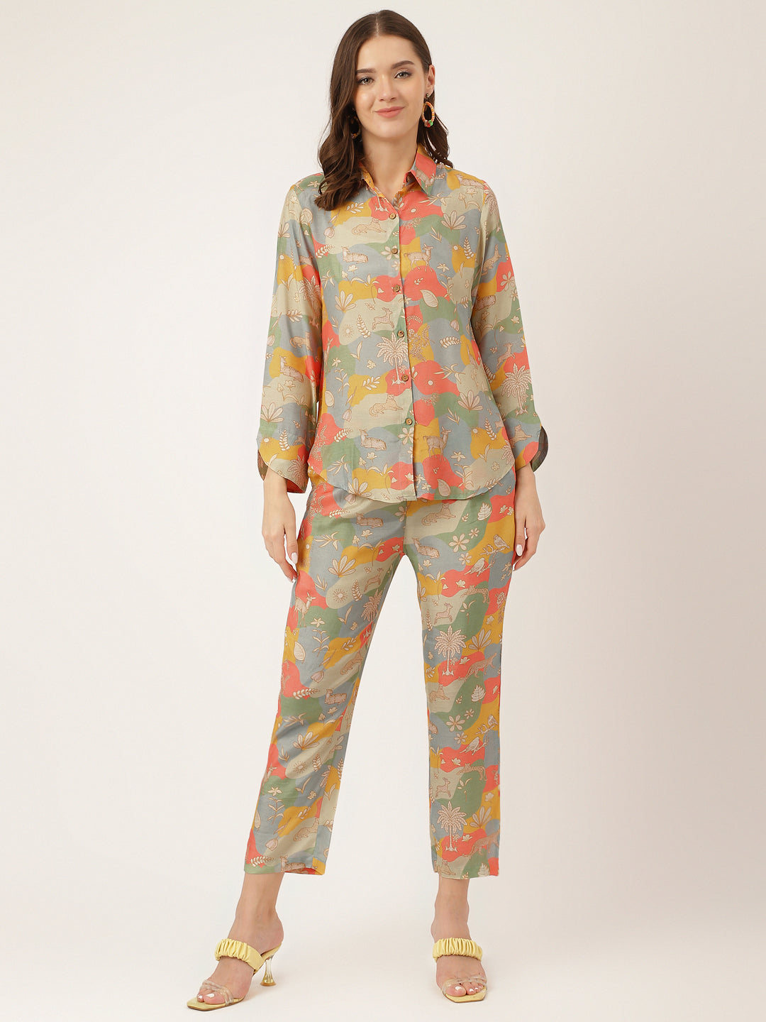 Multi Color Quirky Print Muslin Co-ord Set — view 1