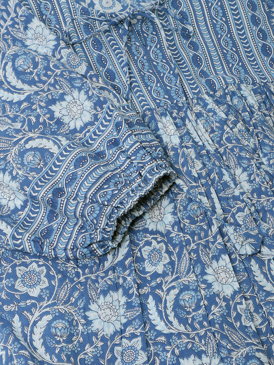 Divena Blue  Printed Cotton Peplum top