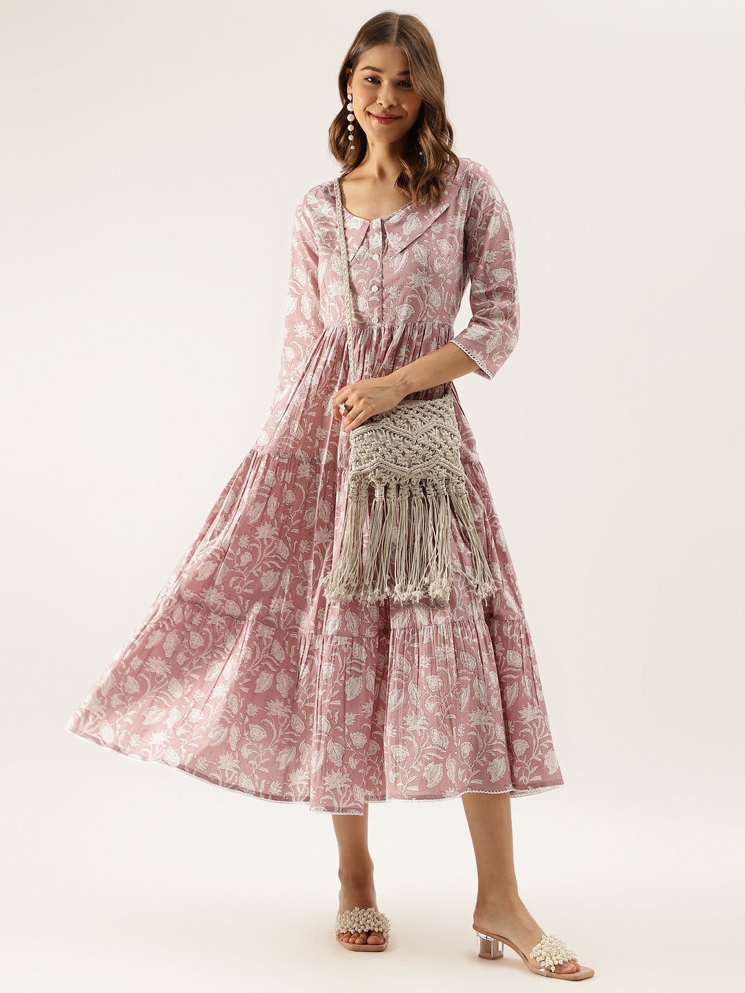 Divena Floral Printed Cotton Ethnic Dress for Women