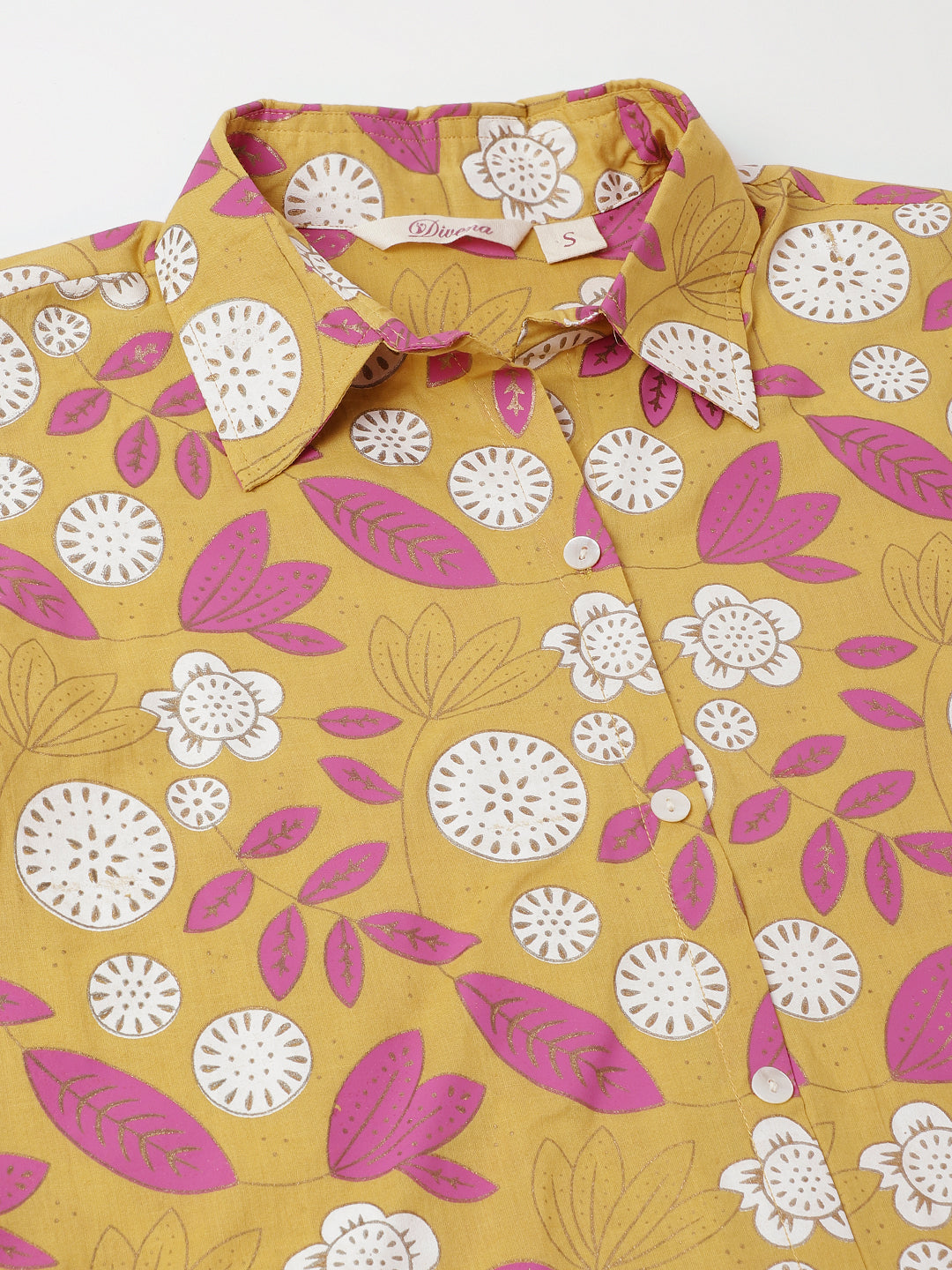 Divena Mustard Floral Print Cotton Co-ord Set