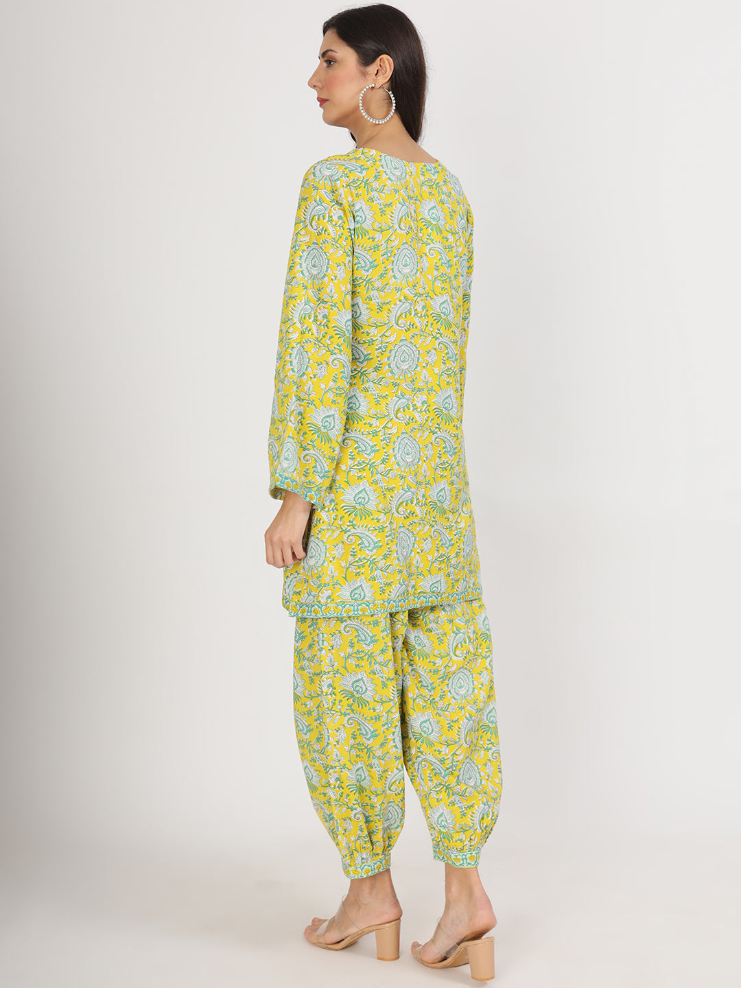 Divena Mustard Floral Print Rayon Co-ord set