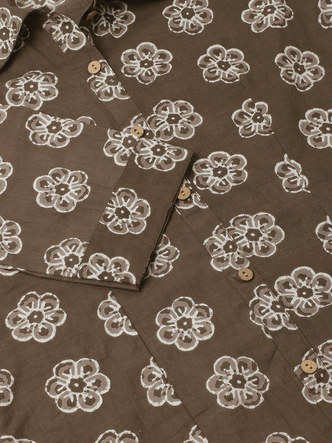 Divena Brown Block Printed Casual Women Shirts