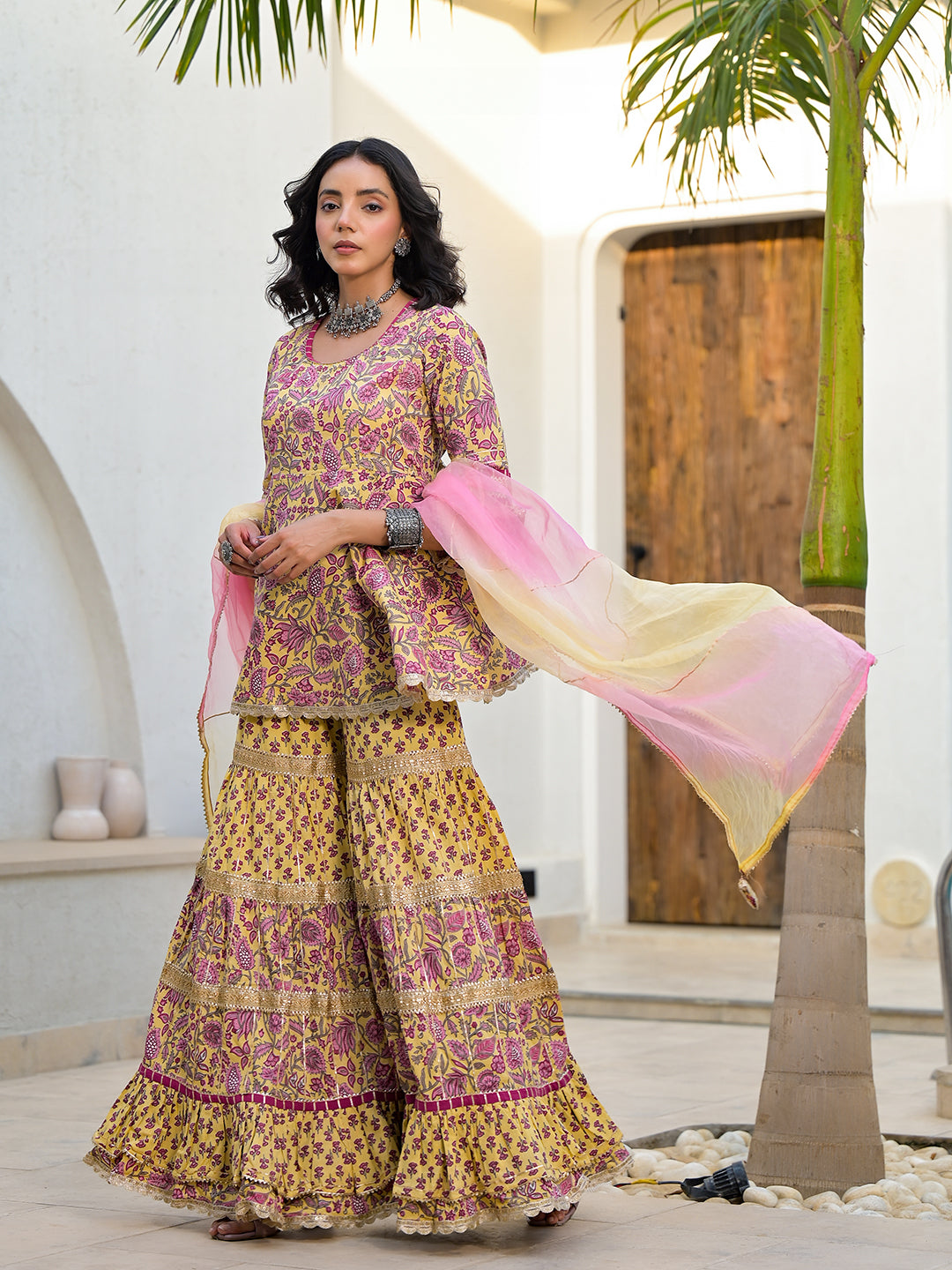 cotton sharara dress for women 3 pc Cotton Pink Sharara Dress women Clothing 42