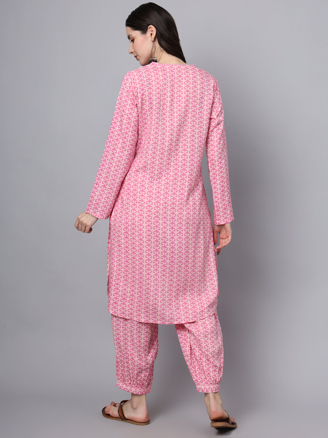 Divena Pink Floral Print Rayon Fabric Staright Co-ord set