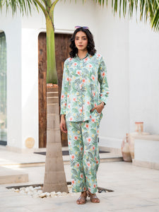 Divena Sky Blue Floral Printed Rayon Co-ord Set