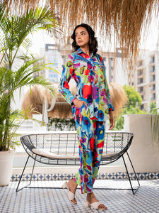 Divena Multi Floral Printed Rayon Co-ord set for Women