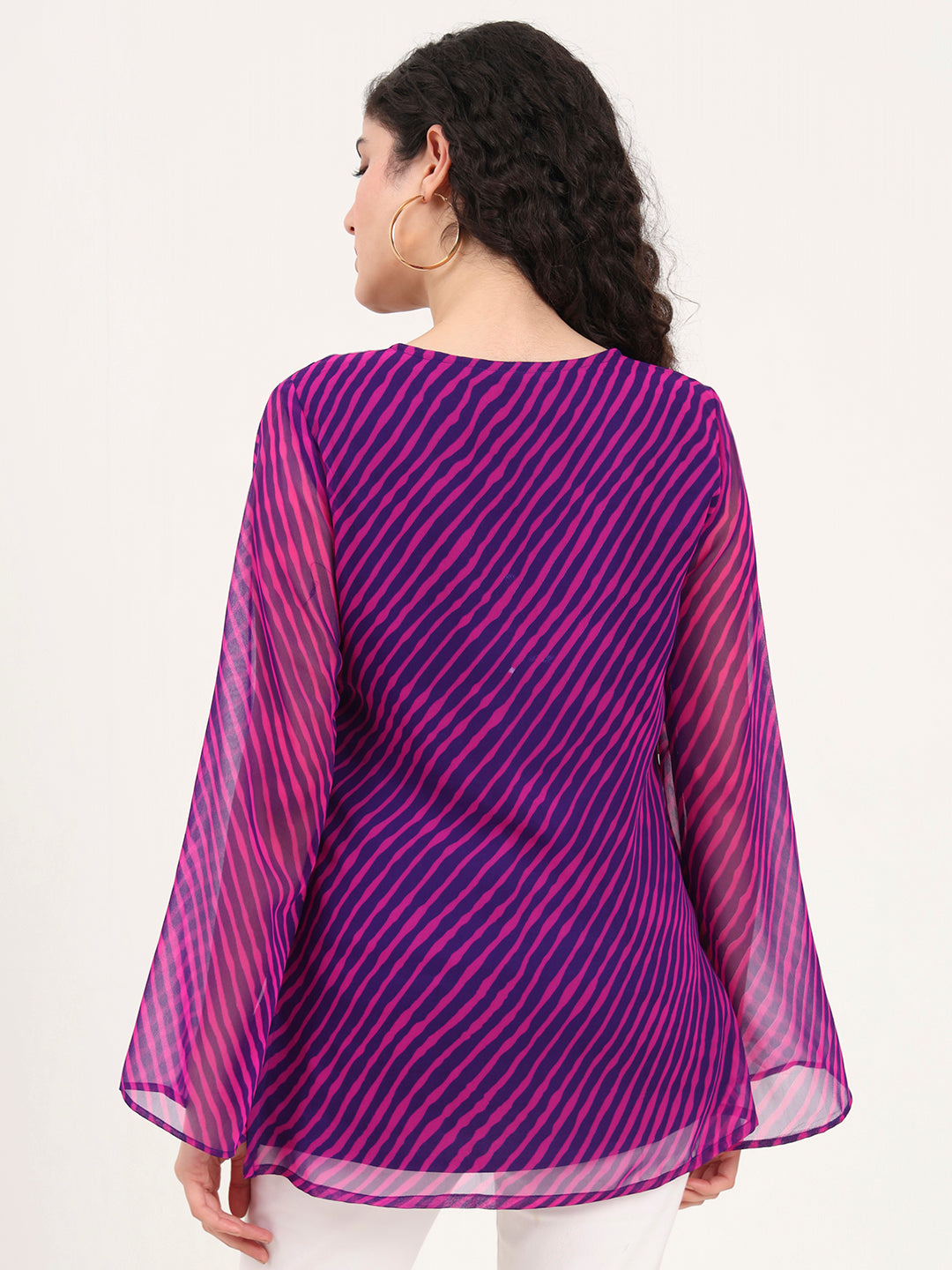 Divena Purple Leheriya Gotta Patti Work Geogratte V Neck Top