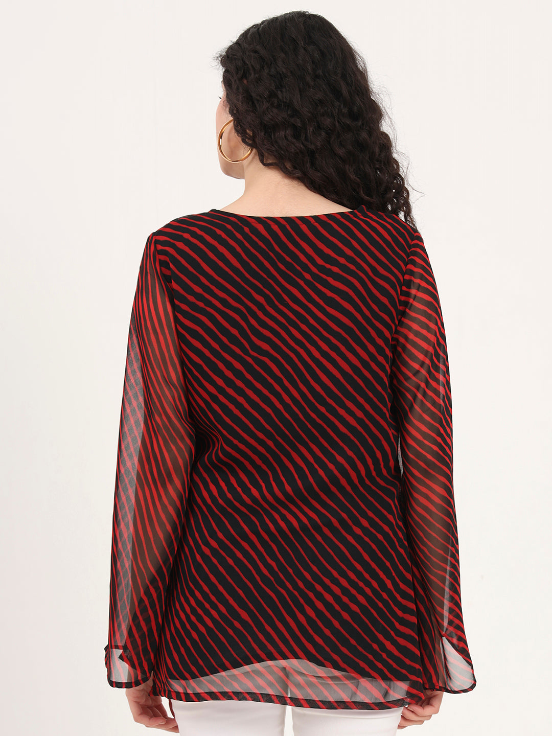 Divena Black Leheriya Gotta Patti Work Geogratte V Neck Top