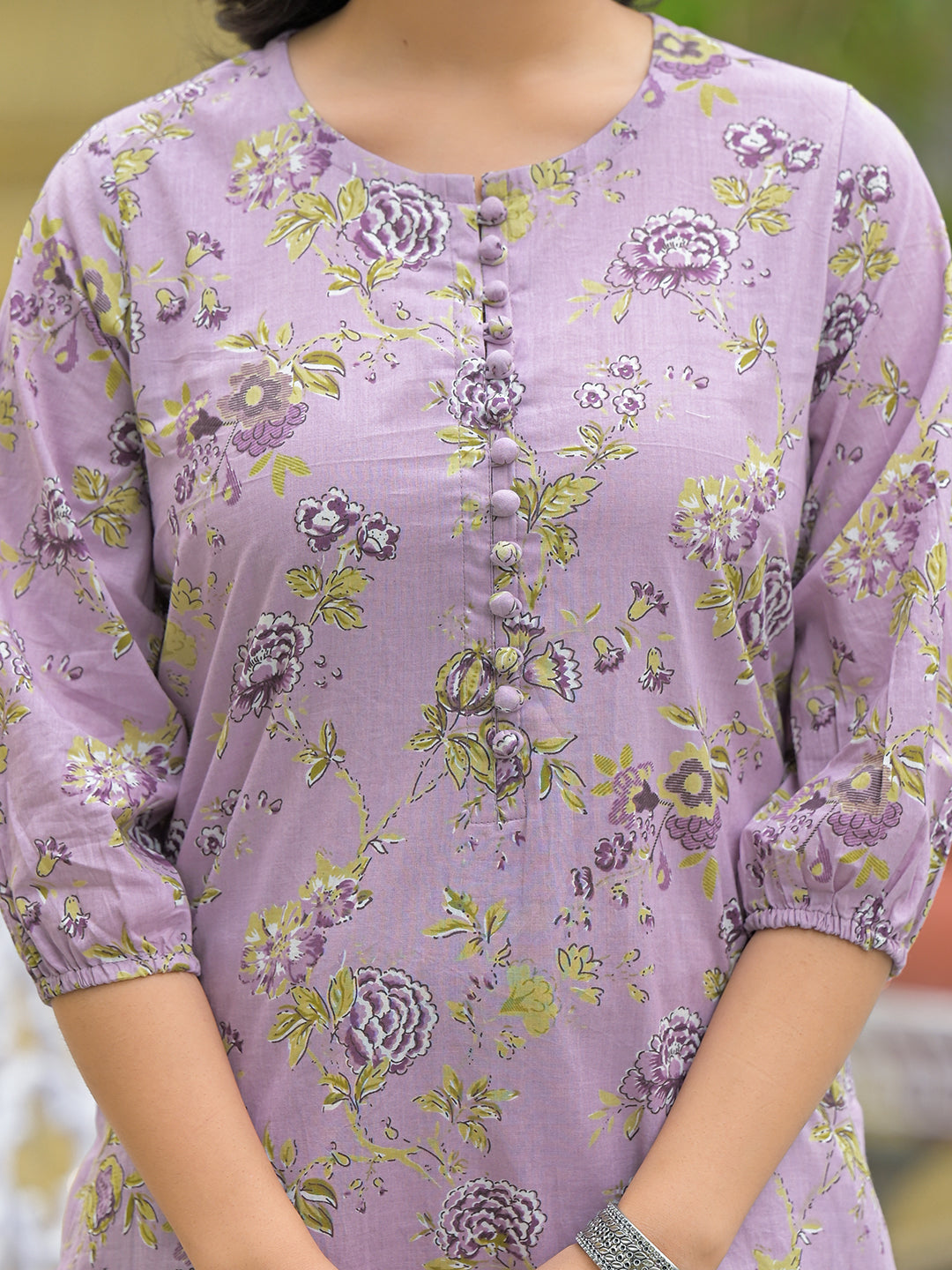 Divena Purple Cotton Printed Kurta haram Pant Sets