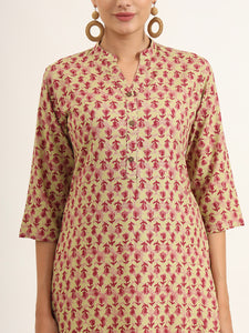 Divena Red Floral Print Pure Cotton Straight Kurta