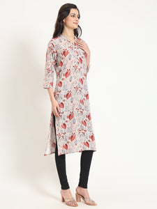 Divena Multicolour Floral Print Rayon Fabric Straight Kurta