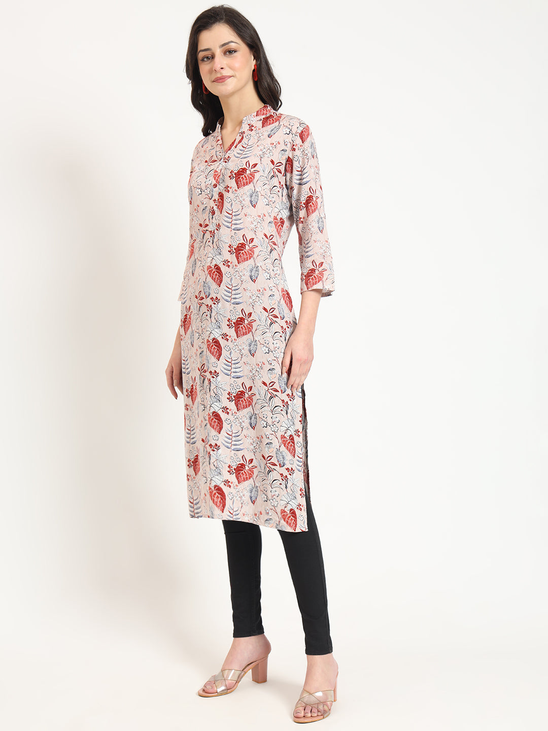 Divena Multicolour Floral Print Rayon Fabric Straight Kurta