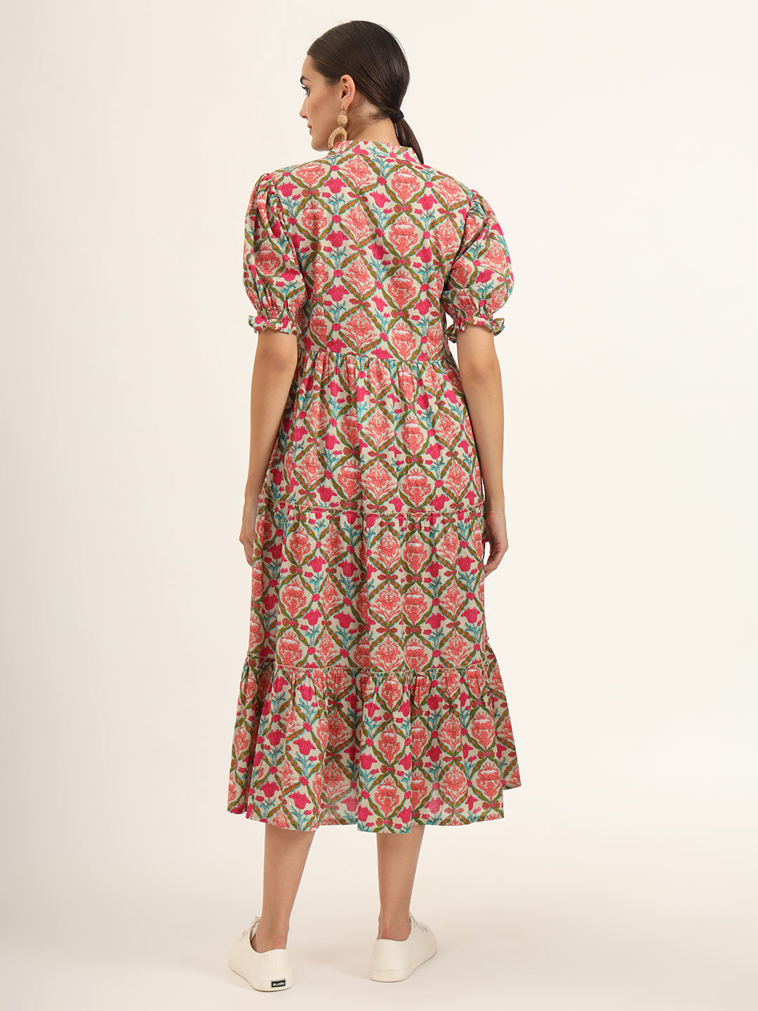 Divena Multi Color Floral Print Midi Dress