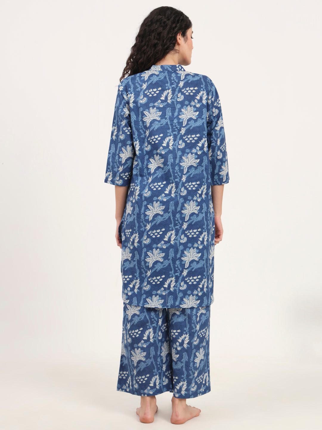Divena Indigo Blue cotton Night Suit Set for women