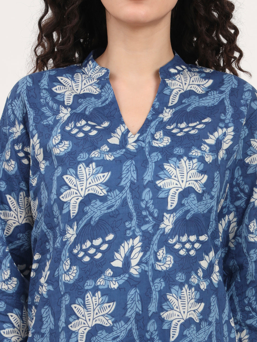 Divena Indigo Blue cotton Night Suit Set for women