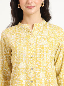 Divena Yellow Cotton Fabric Straight Top