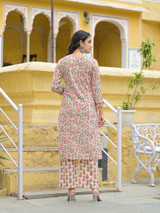 Divena White Cotton Floral Printed Kurta Pant Set with Dupatta