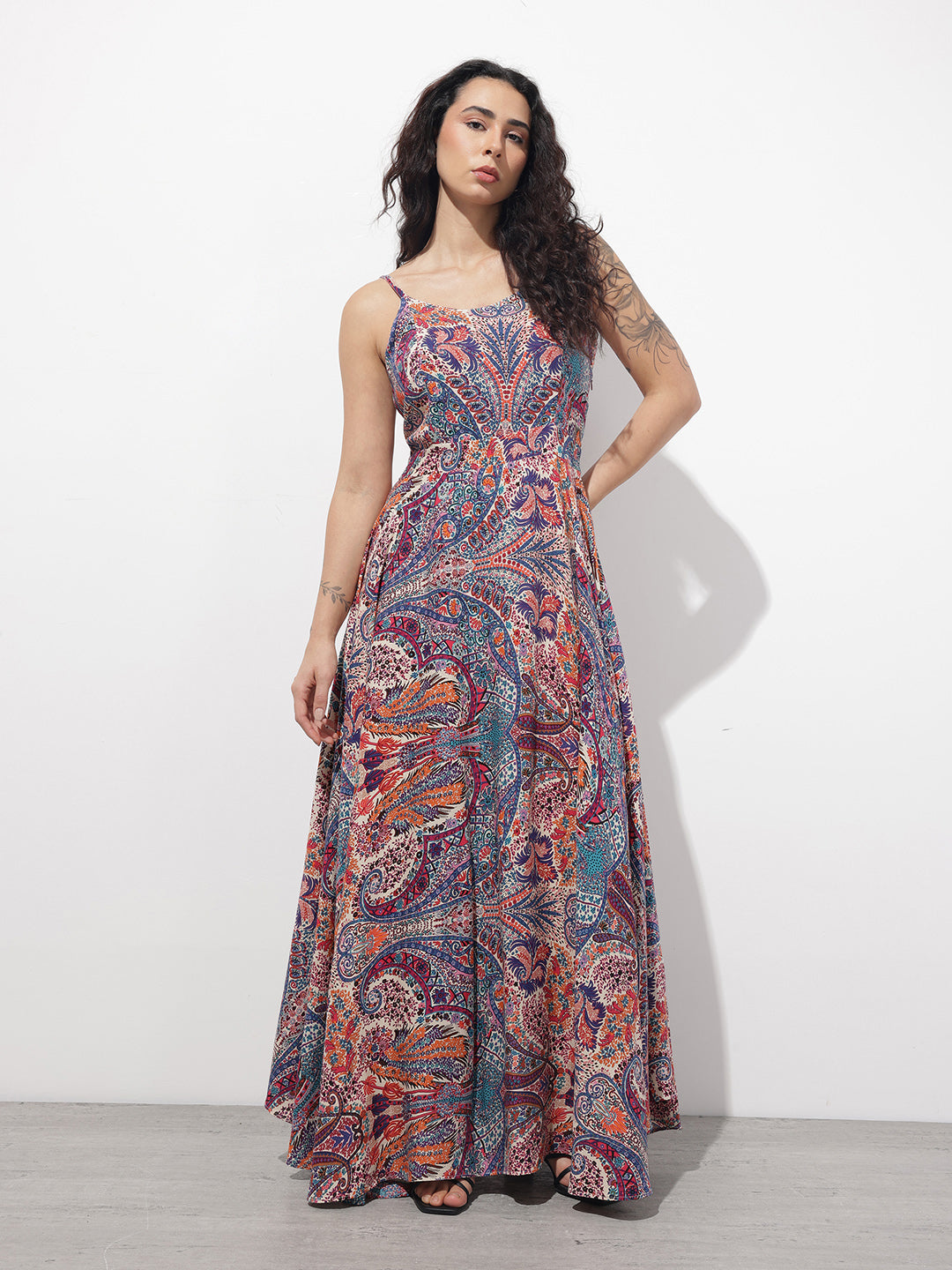 Divena Multi Colored Shoulder strap Rayon Dress