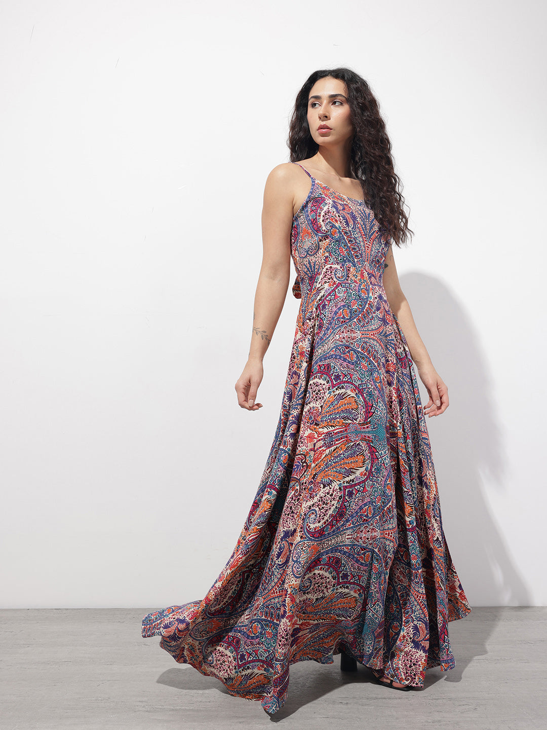 Divena Multi Colored Shoulder strap Rayon Dress