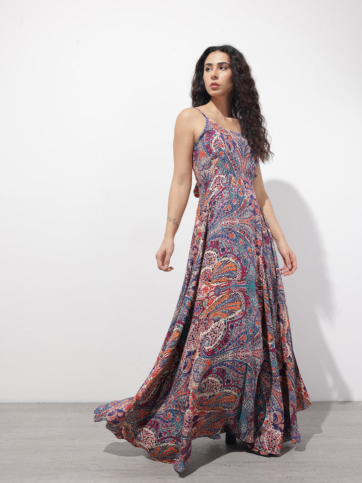 Divena Multi Colored Shoulder strap Rayon Dress