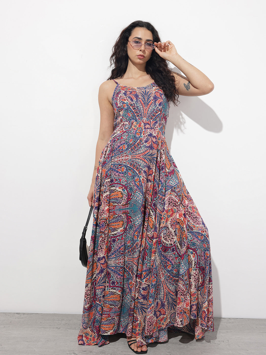 Divena Multi Colored Shoulder strap Rayon Dress