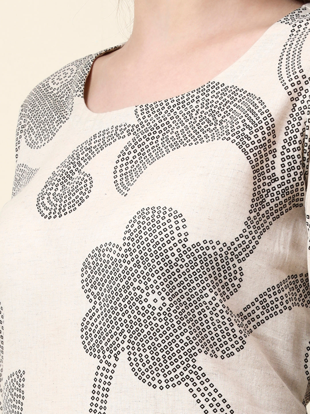 Divena Off White Cotton Round Neck Kurta Palazzo Set