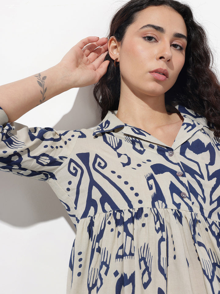 Divena Navy Blue Lepel Coller Peplum Co-ords Set