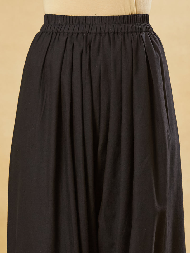 Divena Black Solid Cotton Farshi Salwar Set