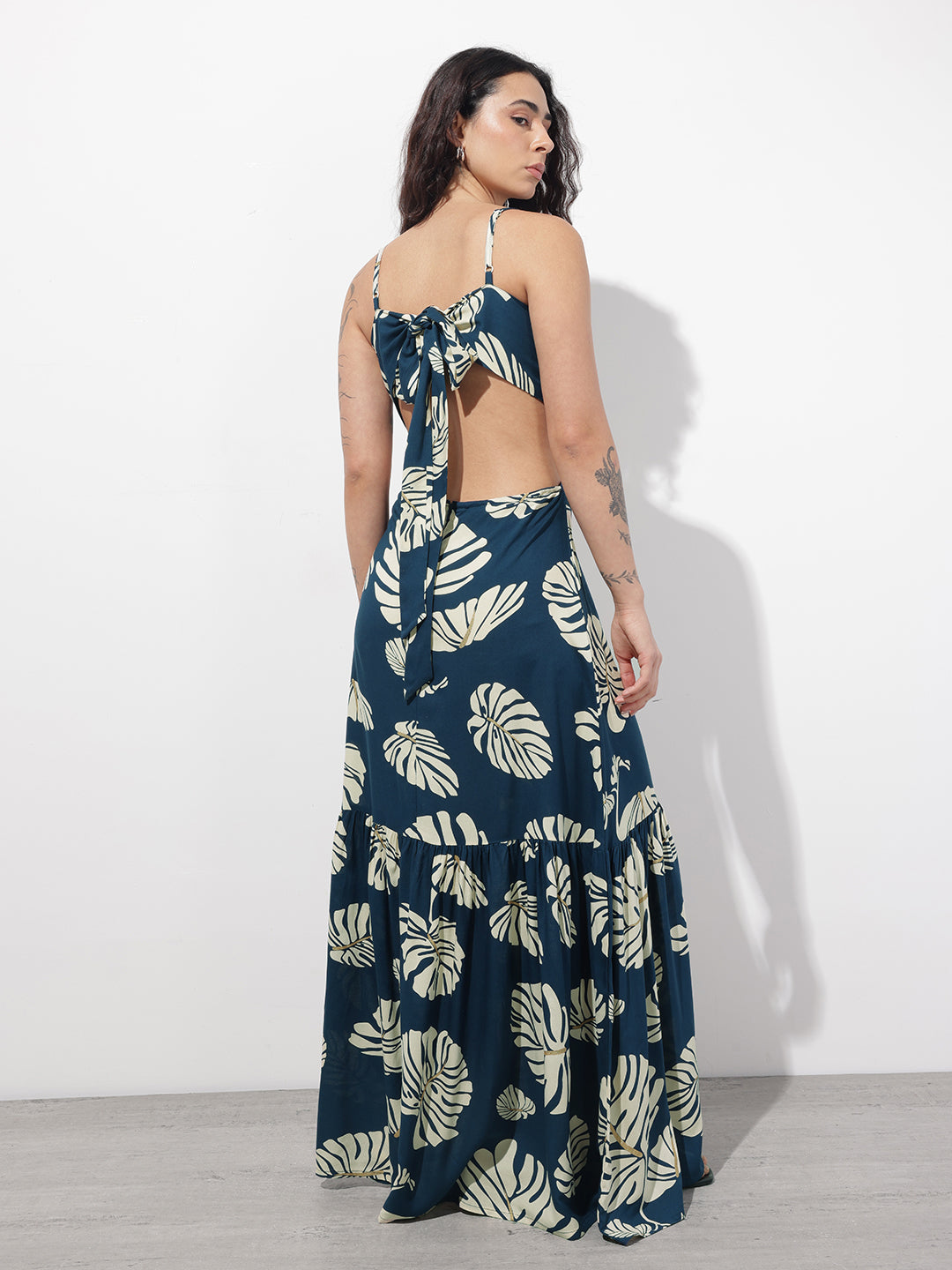 Divena Blue Shoulder Strap Rayon Dress