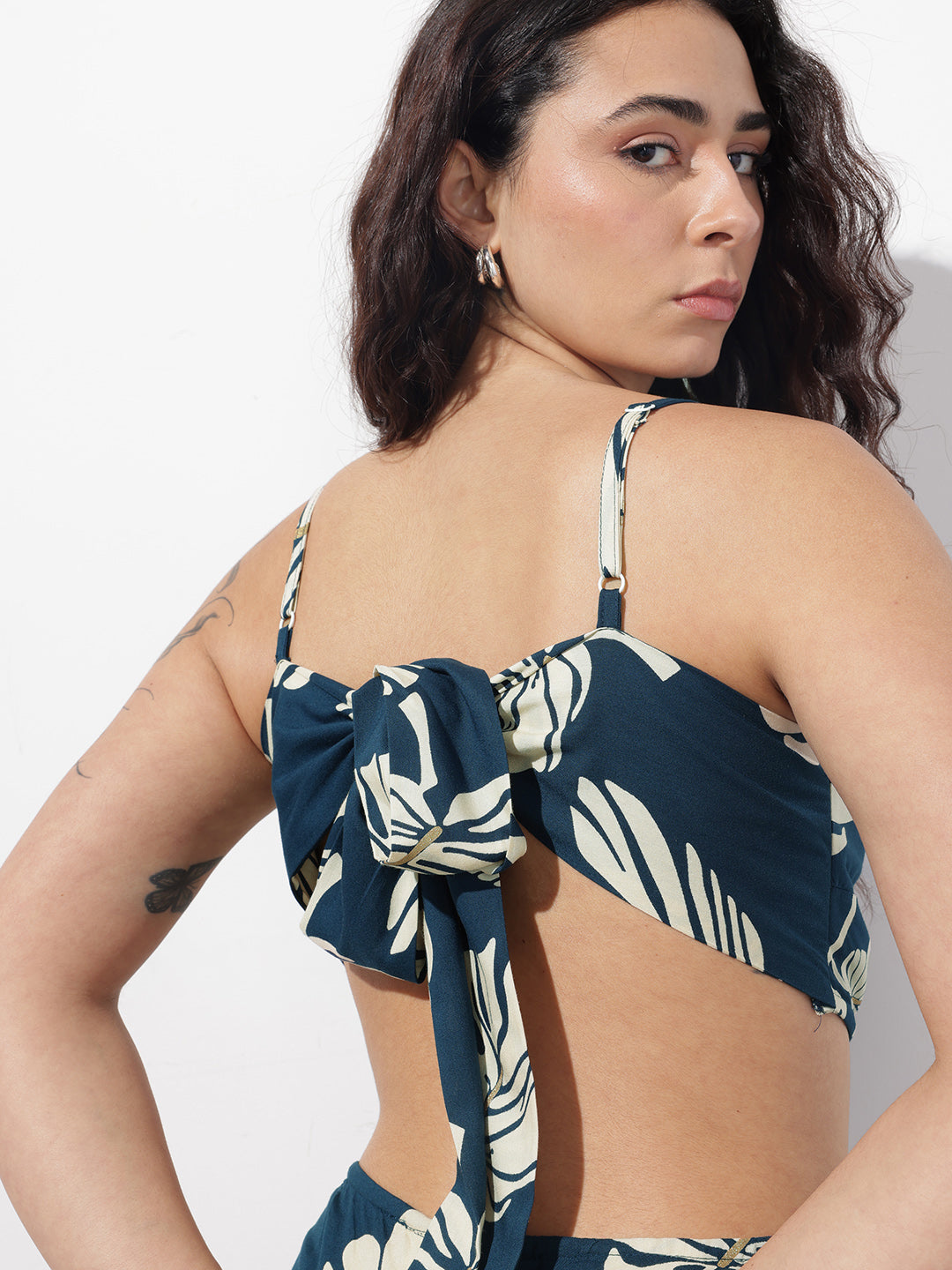 Divena Blue Shoulder Strap Rayon Dress