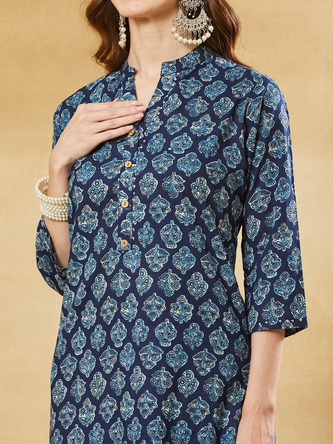 Divena Blue Cotton Kurta Palazzo sets
