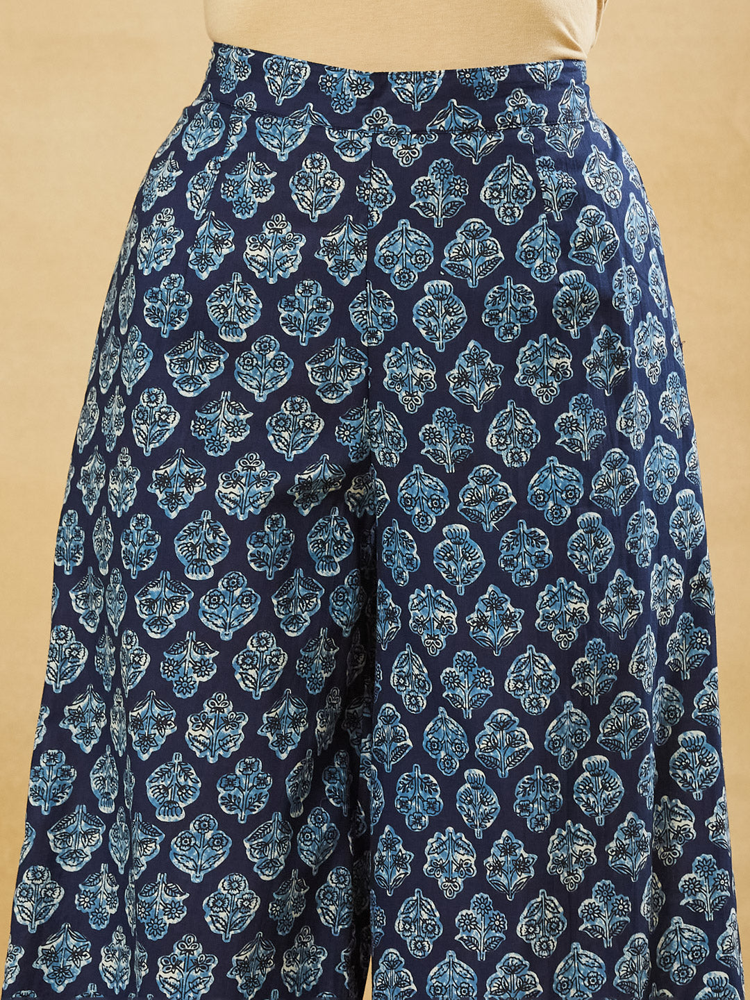 Divena Blue Cotton Kurta Palazzo sets