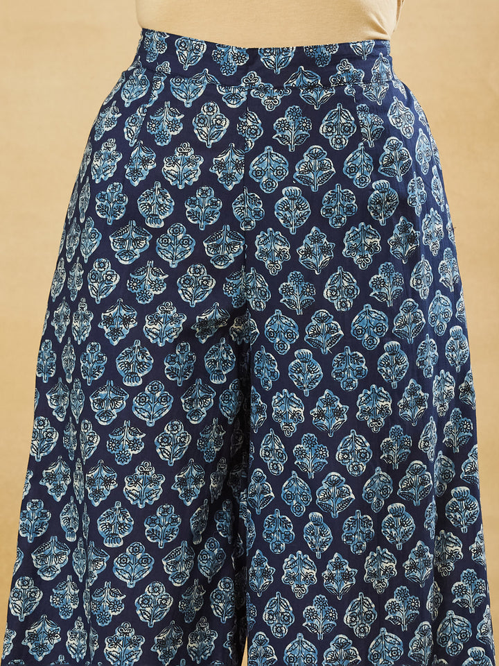 Divena Blue Cotton Kurta Palazzo sets