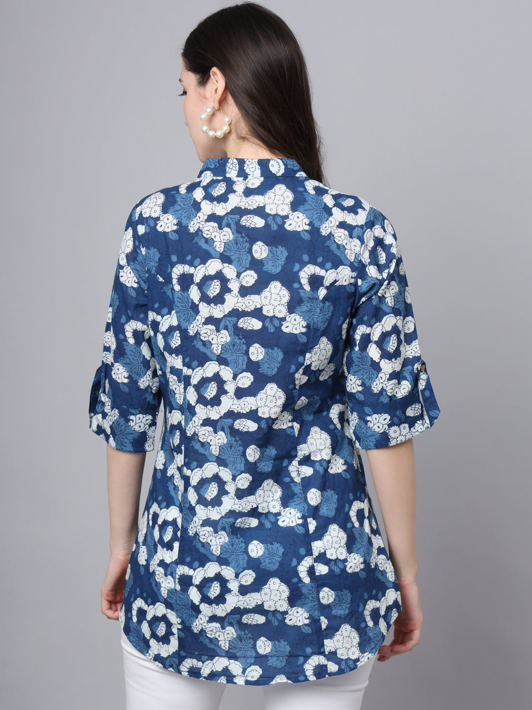 Divena Blue Cotton A-Line top