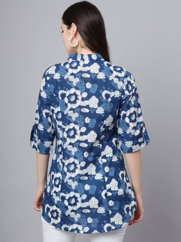 Divena Blue Cotton A-Line top