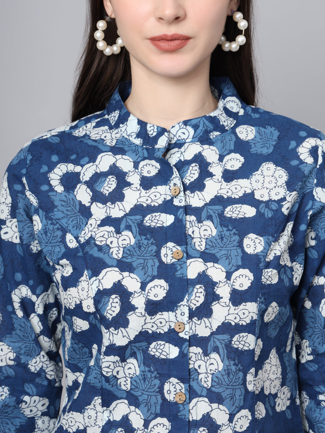 Divena Blue Cotton A-Line top