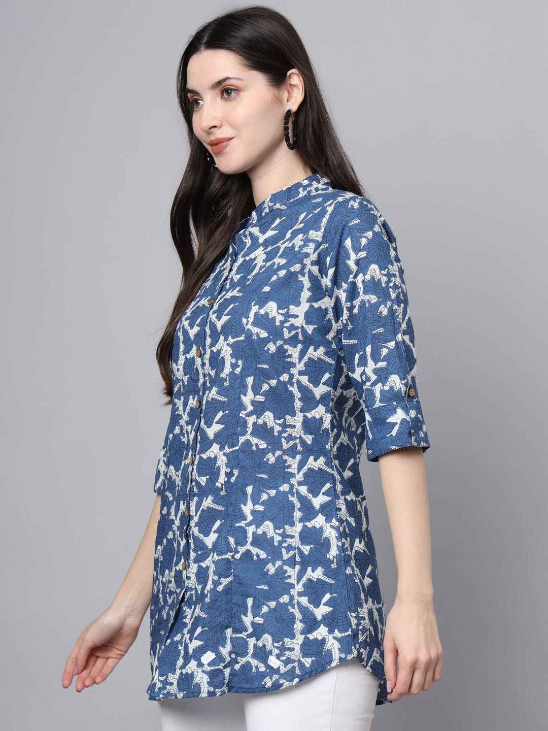 Divena Blue Cotton A-Line top