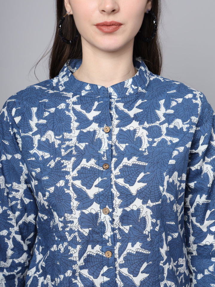 Divena Blue Cotton A-Line top