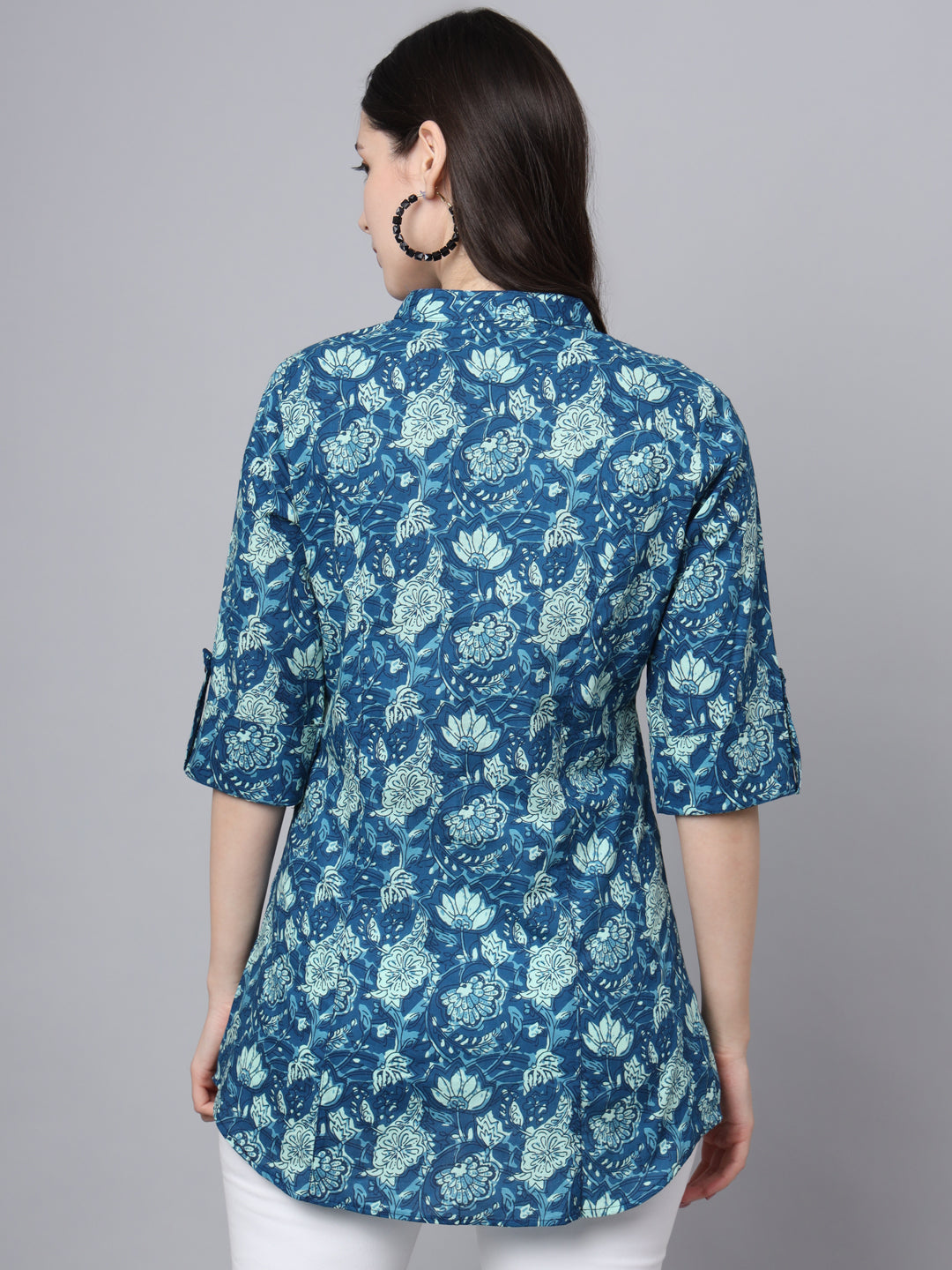 Divena Blue Cotton A-Line top