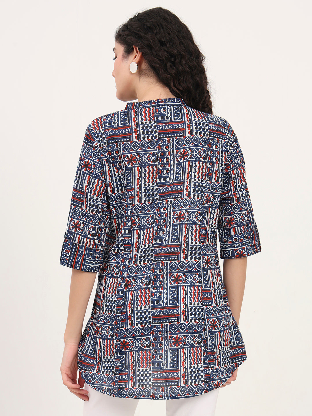 Divena Blue Floral Printed Cotton Top