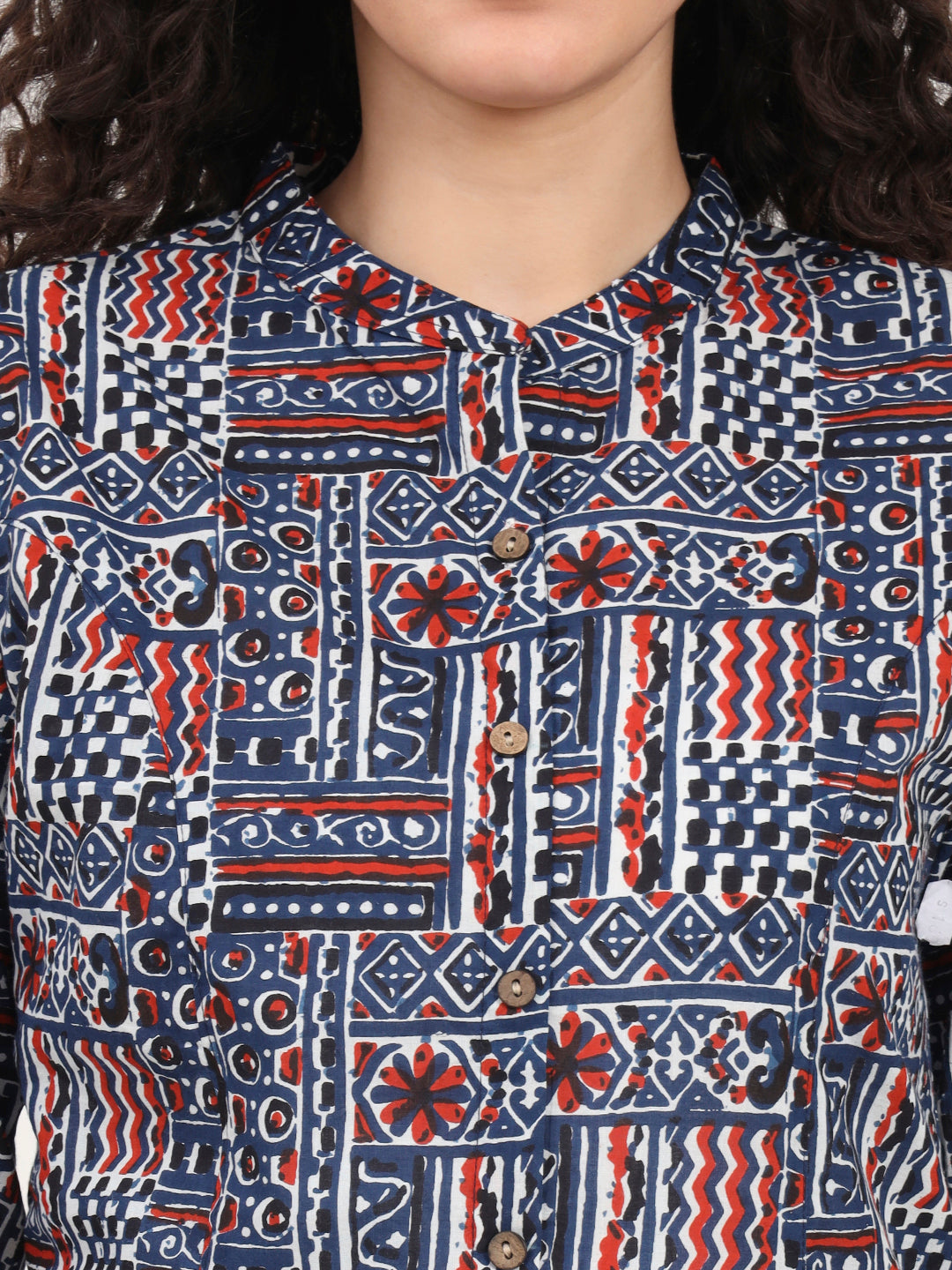 Divena Blue Floral Printed Cotton Top
