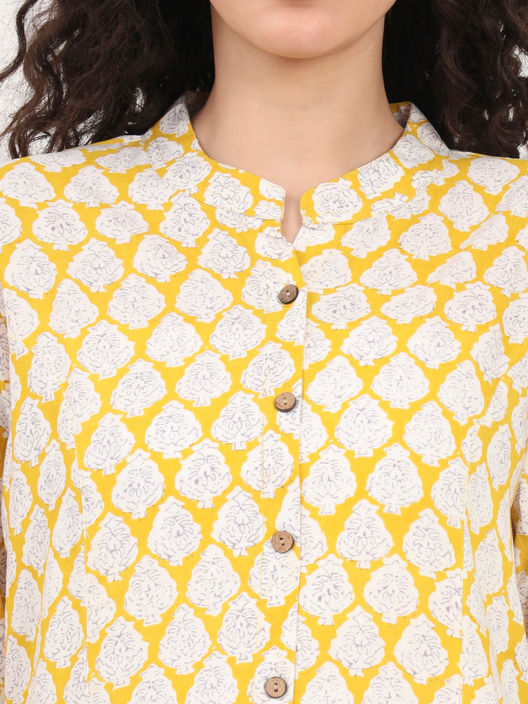 Divena Yellow Floral Printed Rayon Top
