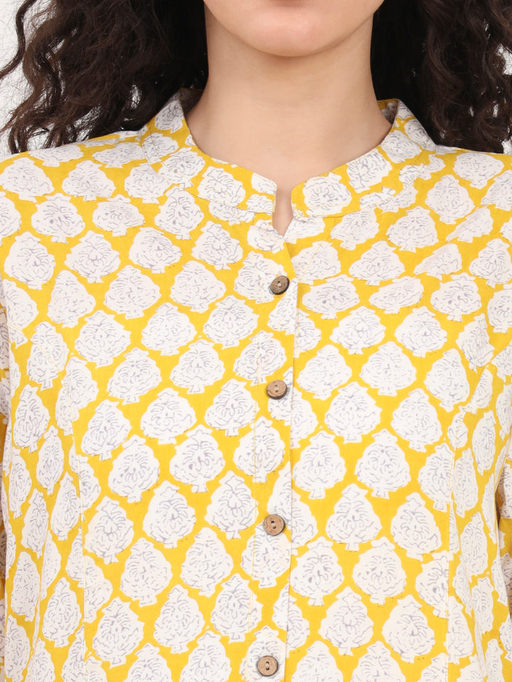 Divena Yellow Floral Printed Rayon Top